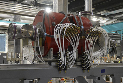 On 14 October, the first FRIB ion beam was produced from the Advanced Room-TEMperature Ion Source (ARTEMIS). Above, ARTEMIS is shown on the platform at the time of its installation in April 2016.