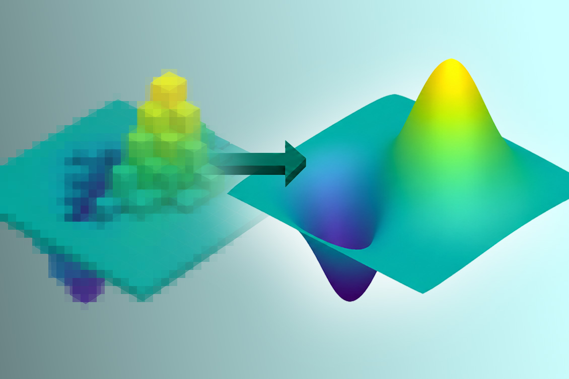 Resolution refinement for a quantum state, starting at low resolution and then increasing the resolution and fidelity. 