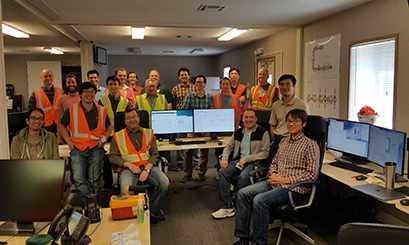 About 35 accelerator physicists and engineers worked together on 11-12 July to achieve first beam acceleration in the superconducting cryomodules. A temporary control room has been set up in a trailer, while the laboratory’s main control room continues to operate the Coupled Cyclotron Facility at the National Superconducting Cyclotron Laboratory until FRIB is complete.