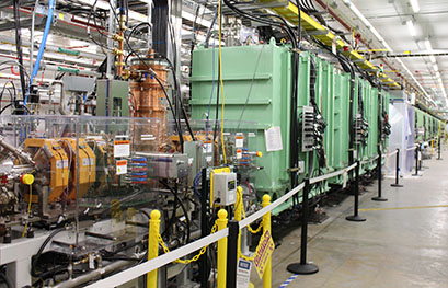 On 11-12 July, the Facility for Rare Isotope Beams accelerated first beam in three of forty-six superconducting cryomodules (painted green). Beam in the warm radio-frequency quadrupole was previously accelerated in September 2017.