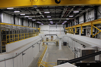 An interior view of the MSU-funded High Rigidity Spectrometer and Rare Isotope Harvesting Vault building addition at FRIB.