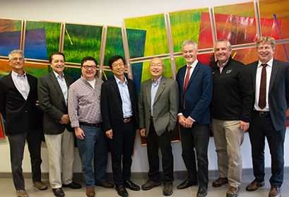 The Technical Systems Advisory Committee (from left): John Galambos, Thomas Roser, Patrick Hurh, Sang-ho Kim, I-Yang Lee, Bob Laxdal, Jim Kerby, and Soren Prestemon.