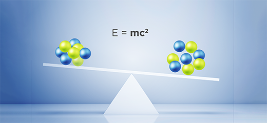 The deformed nucleus of zirconium-80 is lighter than the sum of the masses of its 40 protons and 40 neutrons. The missing mass is converted into binding energy through E=mc2. The binding energy is responsible for holding the nucleus together. (Credit: Facility for Rare Isotope Beams) 